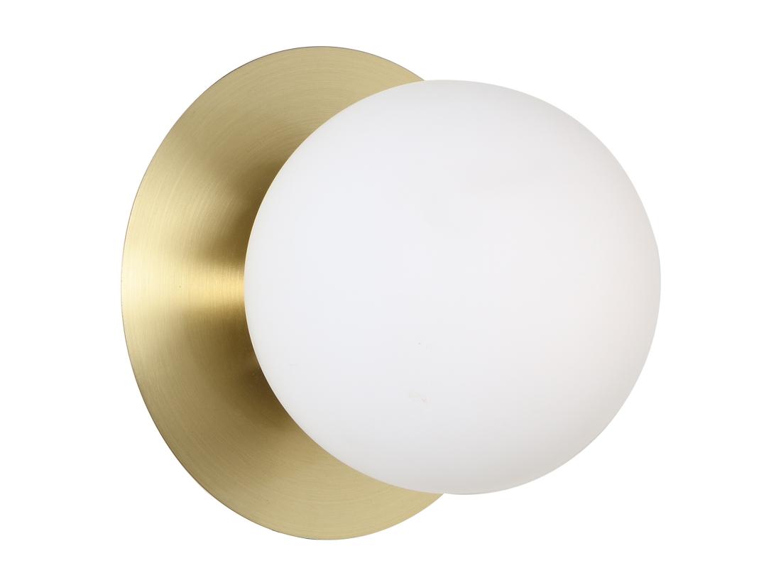 Vente Unique Applique Murale Art Déco En Laiton Brossé Et Verre - H. 16 X L. 16 Cm - GALENA