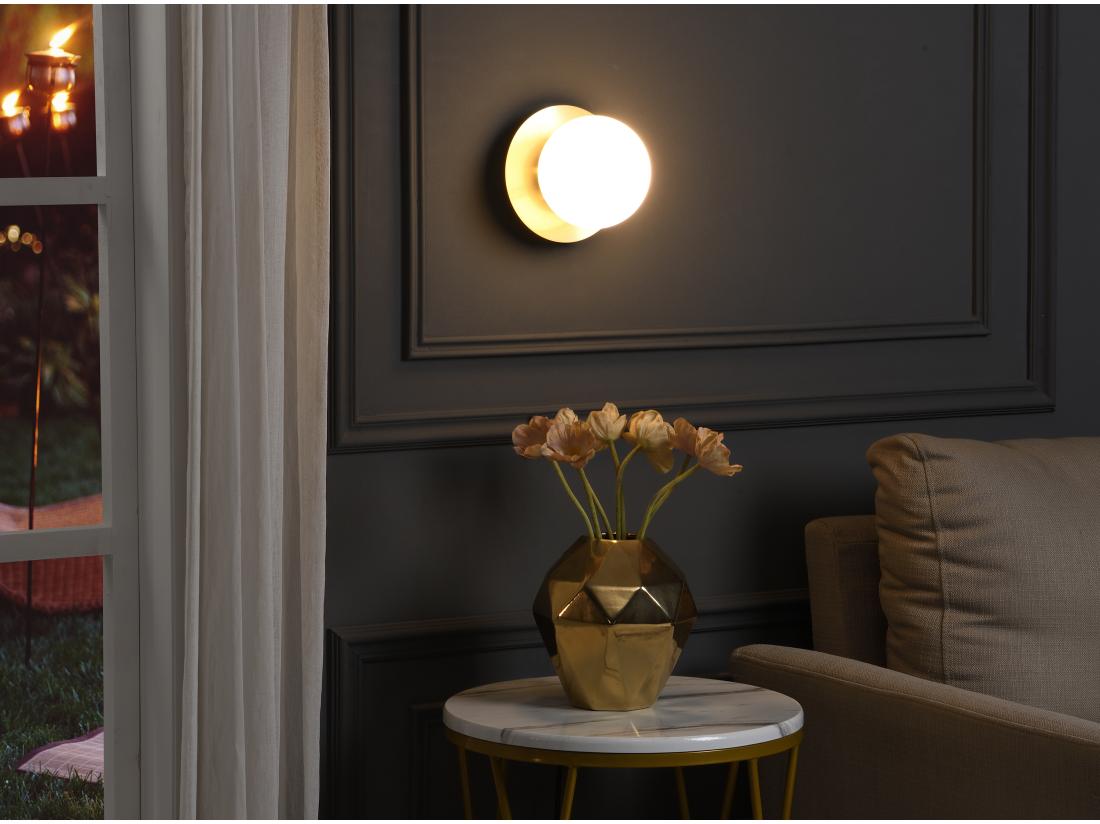 Vente Unique Applique Murale Art Déco En Laiton Brossé Et Verre - H. 16 X L. 16 Cm - GALENA