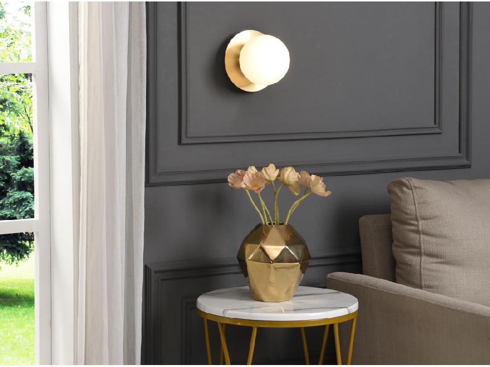 vente unique Applique murale art déco en laiton brossé et verre - H. 16 x L. 16 cm - GALENA