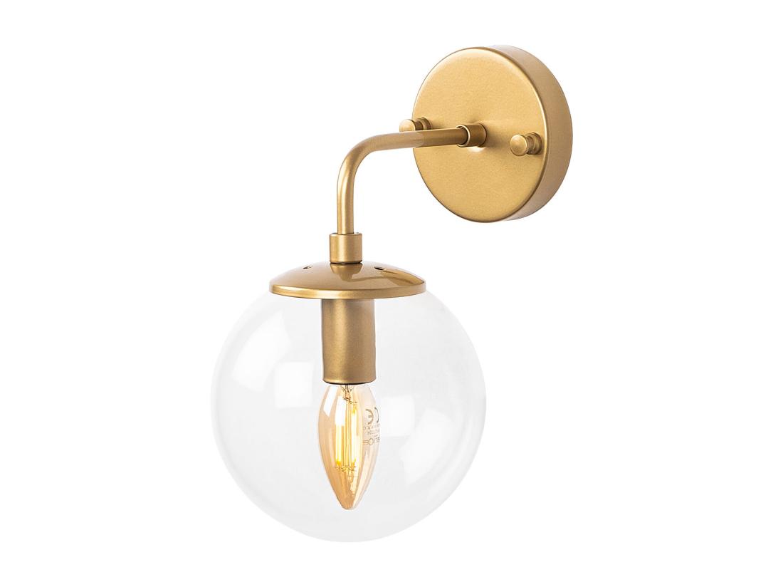 Vente Unique Applique Murale En Métal Avec Globe - D. 15 X 27 Cm - Doré - BARLATI