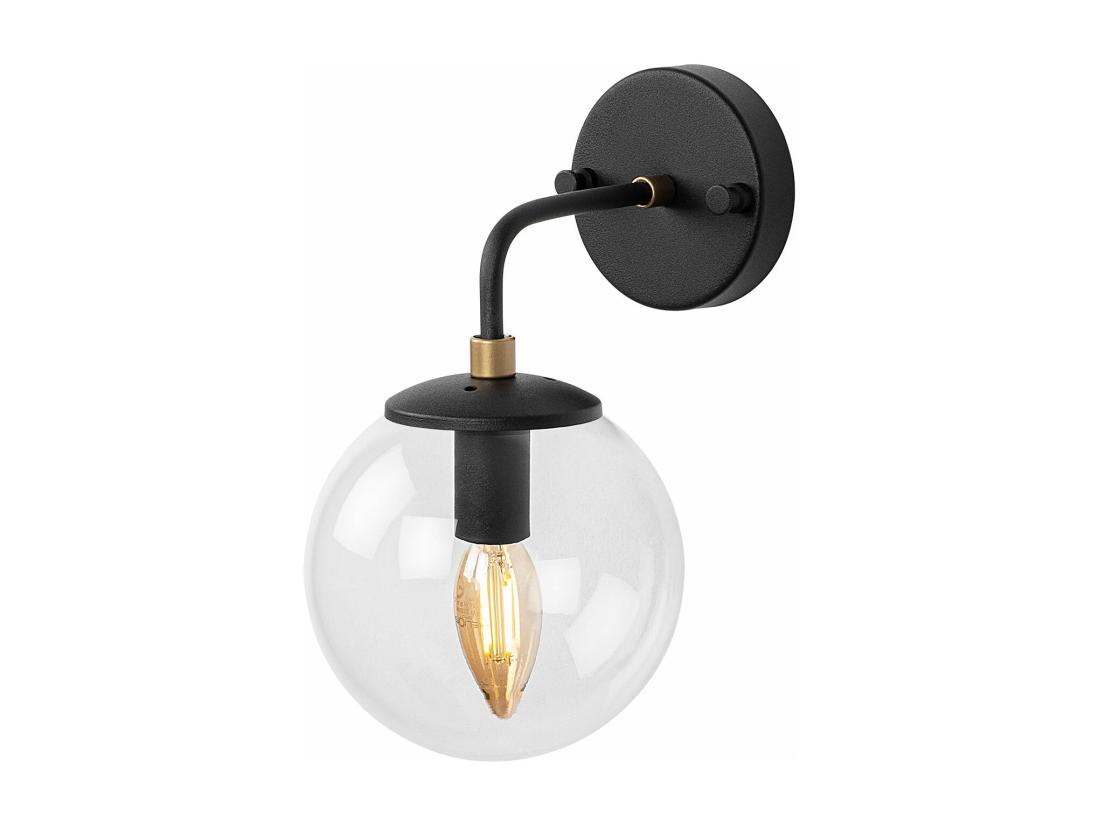Vente Unique Applique Murale En Métal Avec Globe - D. 15 X 27 Cm- Noir - BARLATI