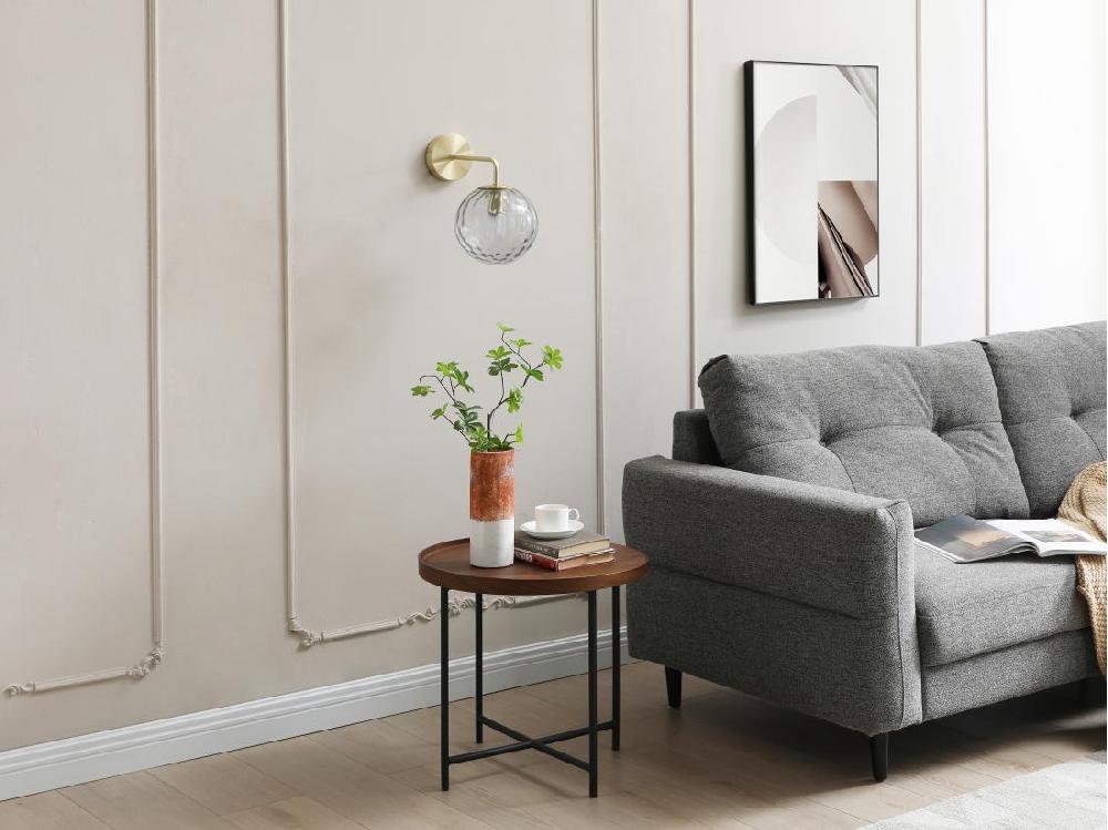 vente unique Applique murale en métal et verre fumé - L. 32 x H. 32 x P. 20 cm - Doré - SUSANNE