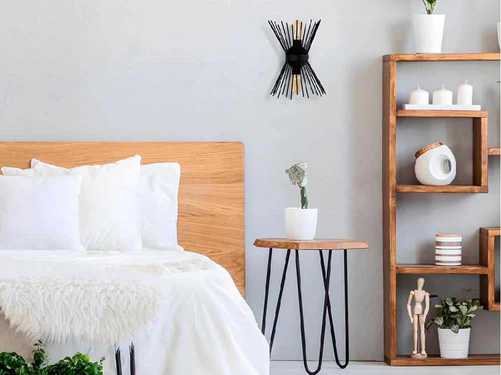 Vente Unique Applique Murale Filaire En Métal - H. 33 Cm - Noir - KIRPI