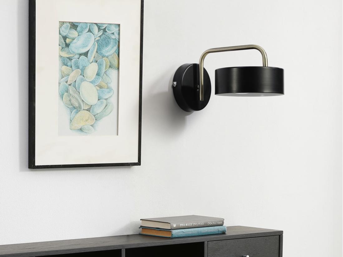 vente unique Applique murale style vintage en métal - L.24 x H. 14.5 cm - Noir et or - OTILIE