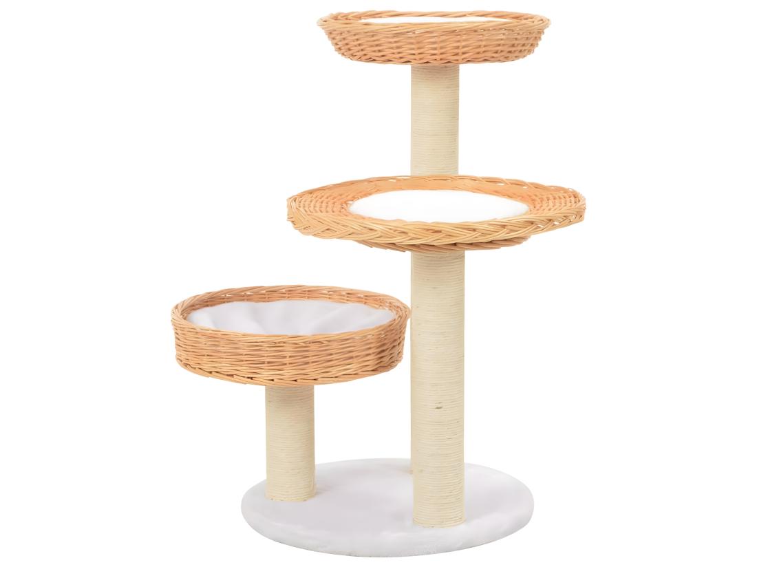 Vente Unique Arbre à Chat Avec Griffoir En Sisal Naturel Bois De Saule