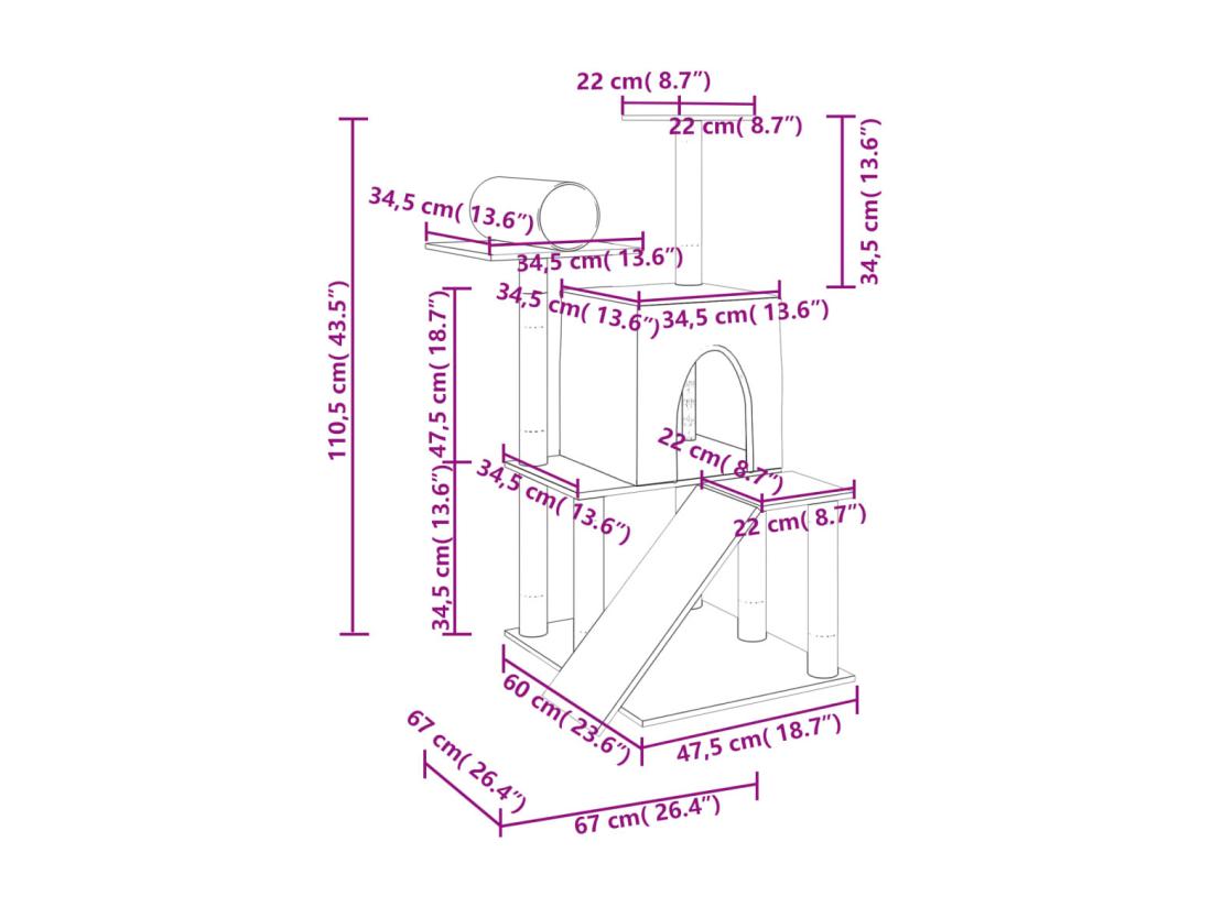 Vente Unique Arbre à Chat Avec Griffoirs En Sisal Crème 110 5 Cm