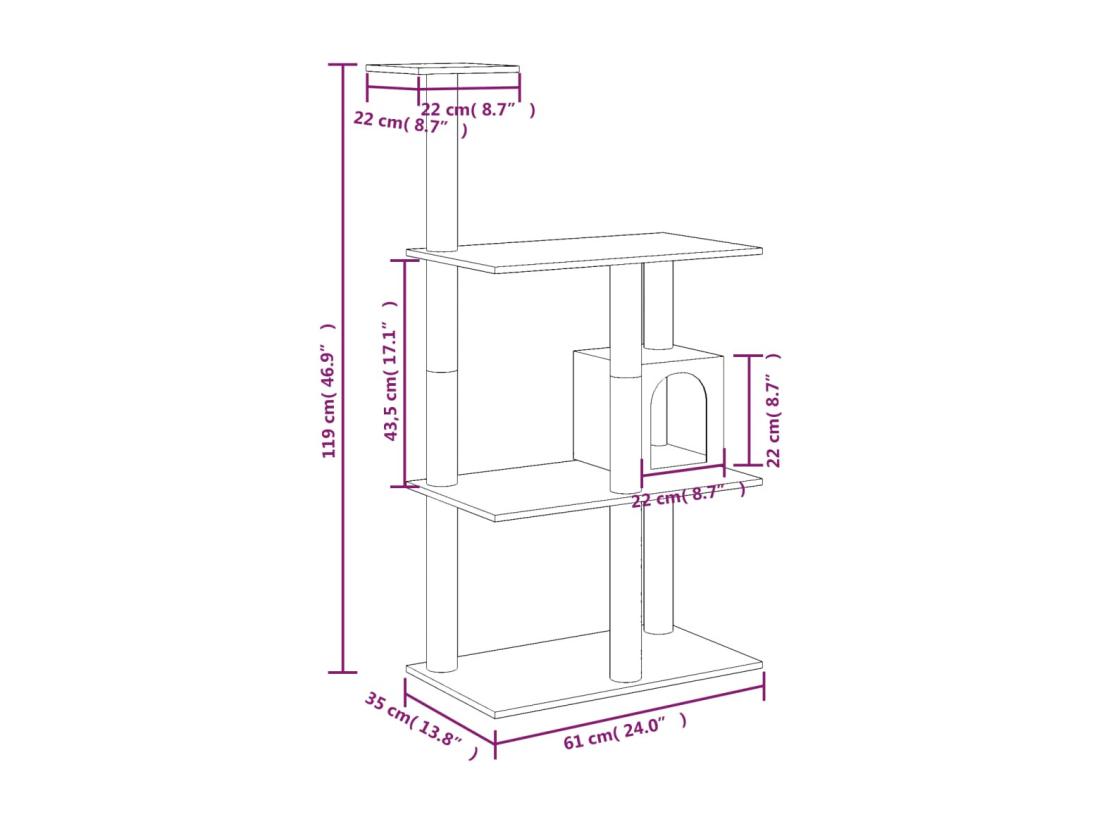 Vente Unique Arbre à Chat Avec Griffoirs En Sisal Crème 119 Cm