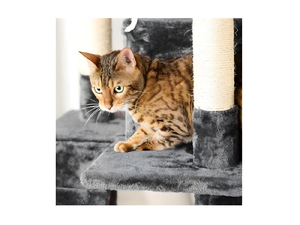 Vente Unique Arbre à Chat Avec Jouets "4 Plateformes" 138cm Gris