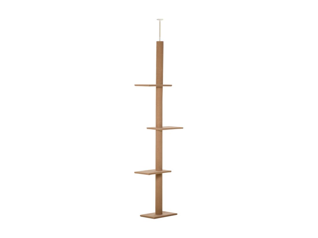 Vente Unique Arbre à Chat Poteau à Griffer Hauteur Réglable Dim. 43L X 27I X 228-260H Cm 4 Niveaux D'activités Marron