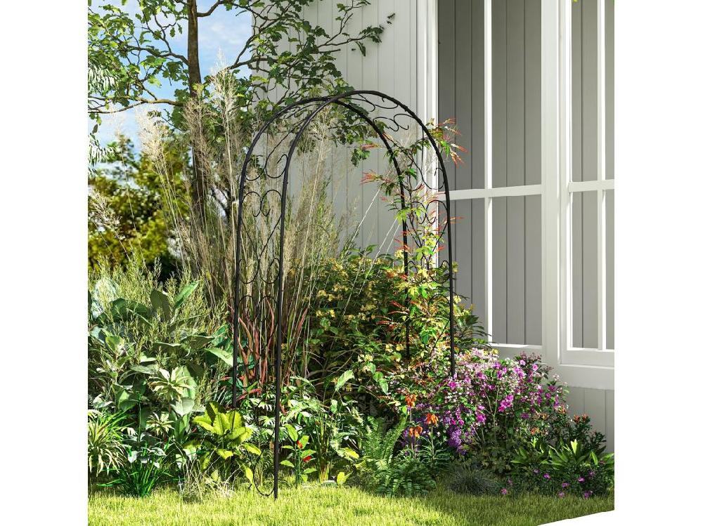 Vente Unique Arche De Jardin Arche à Rosiers Style Fer Forgé Acier époxy Noir