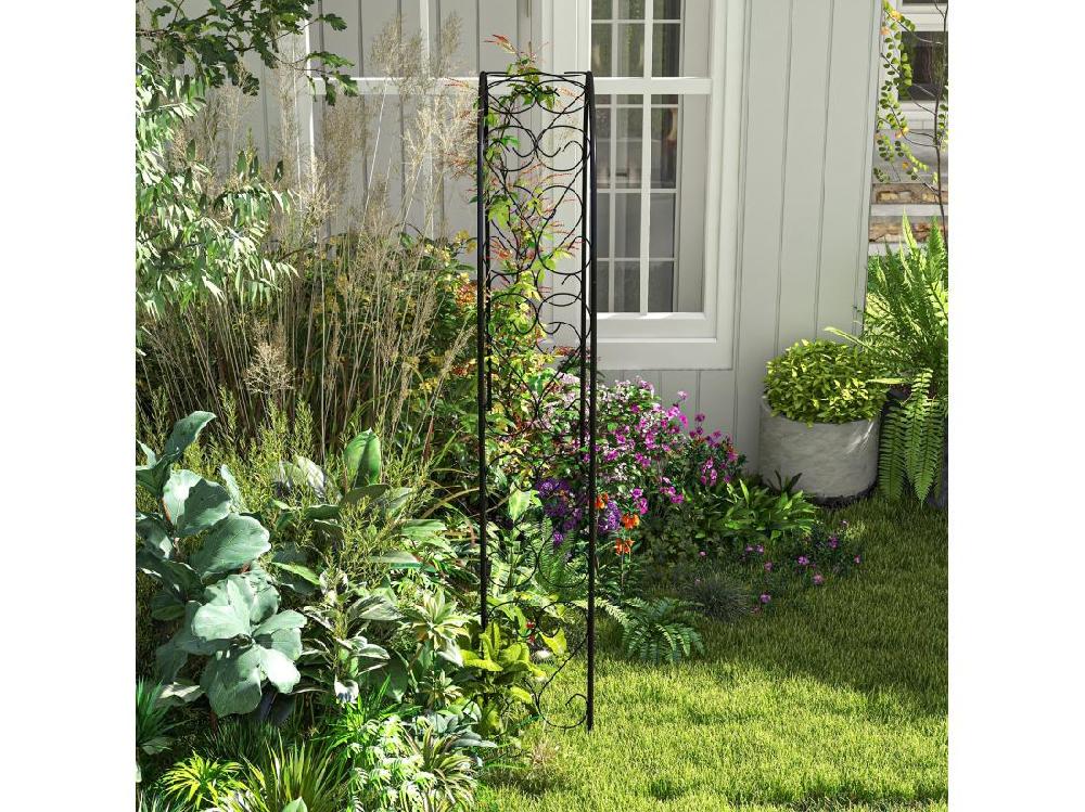 vente unique Arche de jardin arche à rosiers style fer forgé acier époxy noir