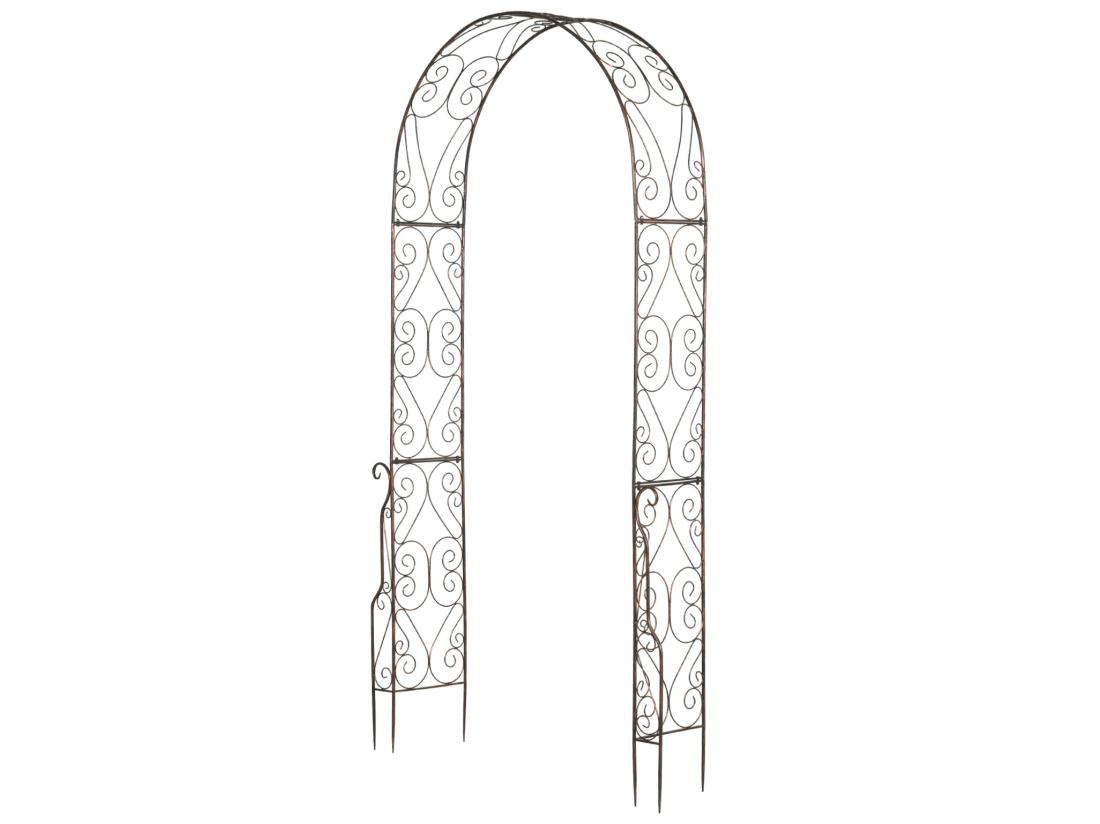 Vente Unique Arche De Jardin Arche à Rosiers Style Fer Forgé Dim. 120L X 30l X 226H Cm Métal époxy Noir Vieilli Cuivré