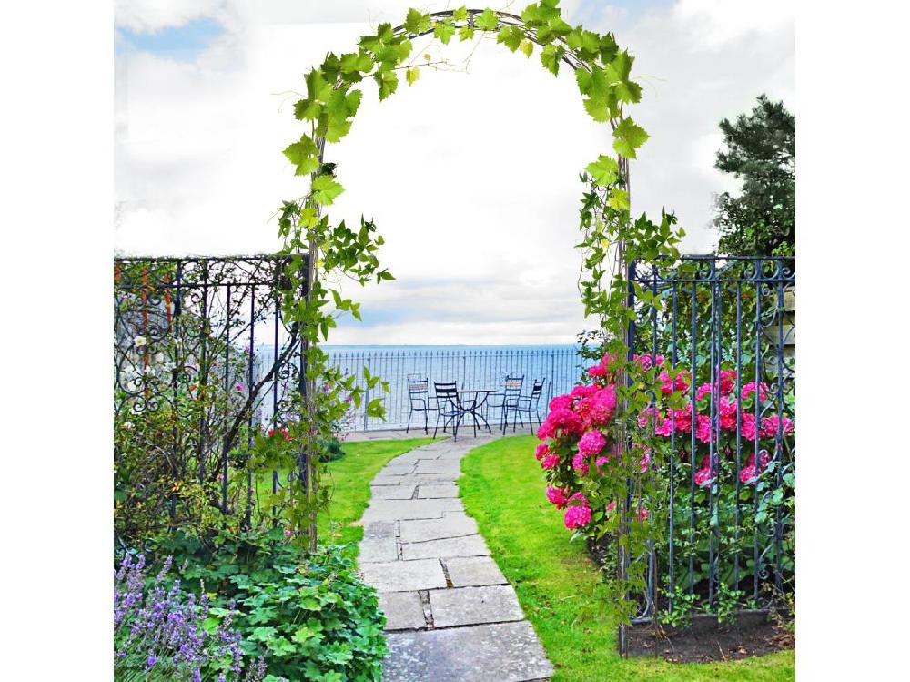 Vente Unique Arche De Jardin Arche à Rosiers Style Fer Forgé Dim. 120L X 30l X 226H Cm Métal époxy Noir Vieilli Cuivré