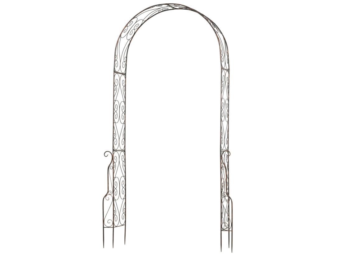 vente unique Arche de jardin arche à rosiers style fer forgé dim. 120L x 30l x 226H cm métal époxy noir vieilli cuivré