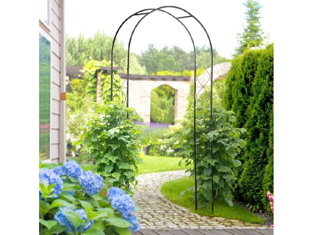 Vente Unique Arche De Jardin Arche à Rosiers Treillis Métal époxy Noir