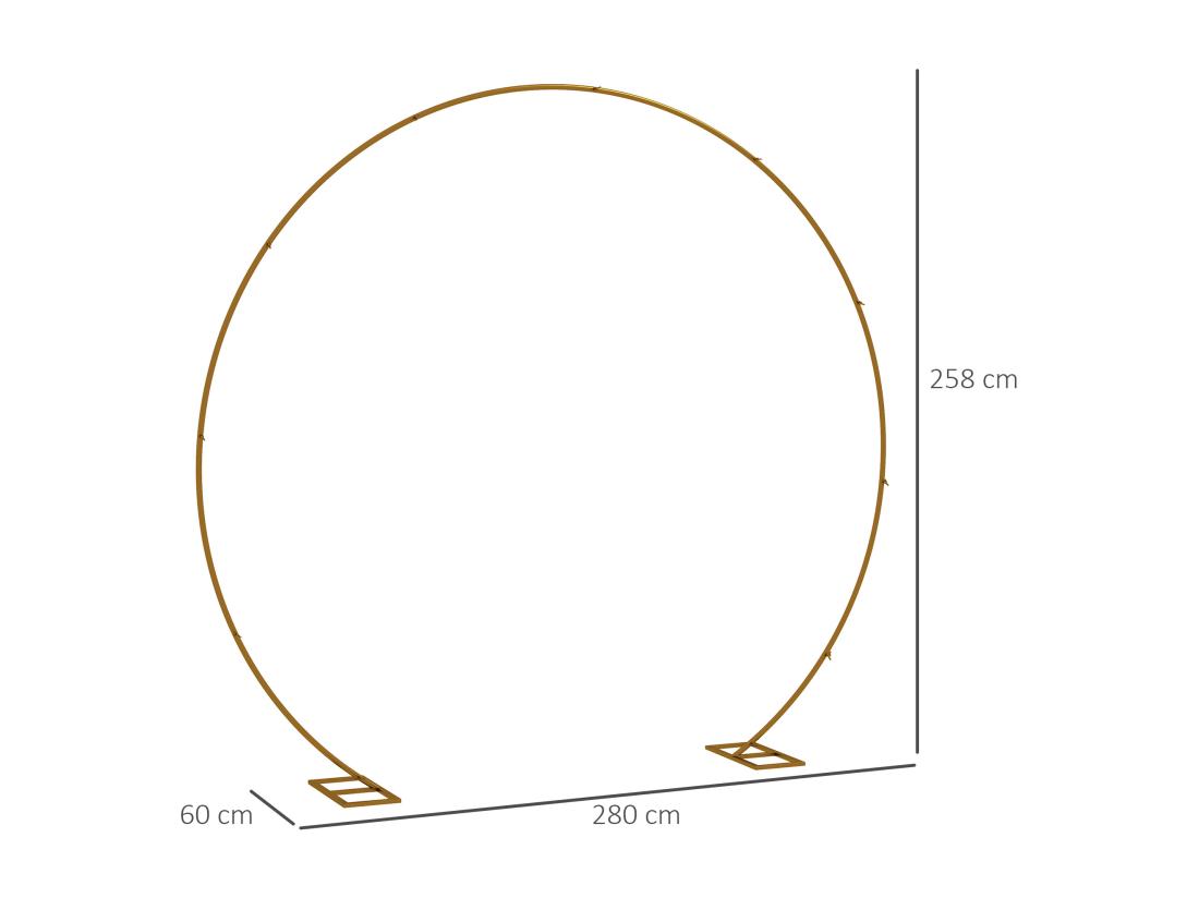 Vente Unique Arche Décorative - Arche De Mariage - Arche De Ballon - Dim. 280L X 60l X 258H Cm - Acier Doré