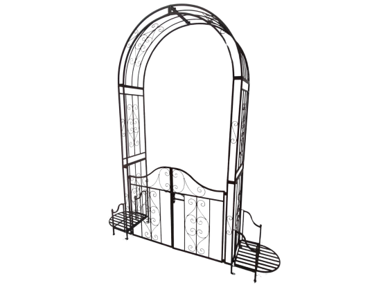 Vente Unique Arche/Portillon à Rosiers Jardin Métal Marron L.199 X L.40 X Ht.230 Cm