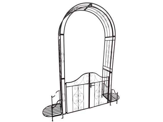 Vente Unique Arche/Portillon à Rosiers Jardin Métal Marron L.199 X L.40 X Ht.230 Cm
