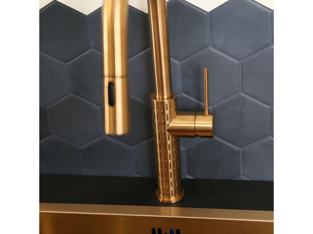 Vente Unique Architek Mitigeur évier Douchette Extractible Cuivre Brossé - Essebagno