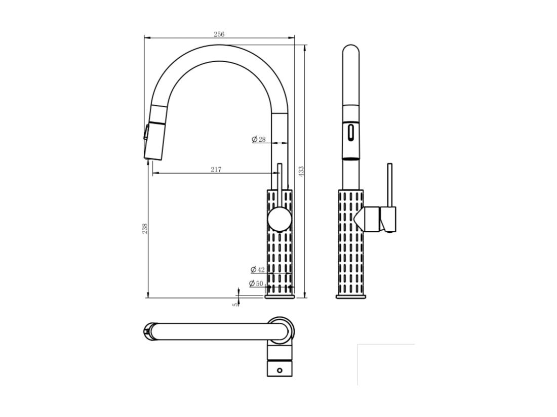 Vente Unique Architek Mitigeur évier Douchette Extractible Or Brossé - Essebagno