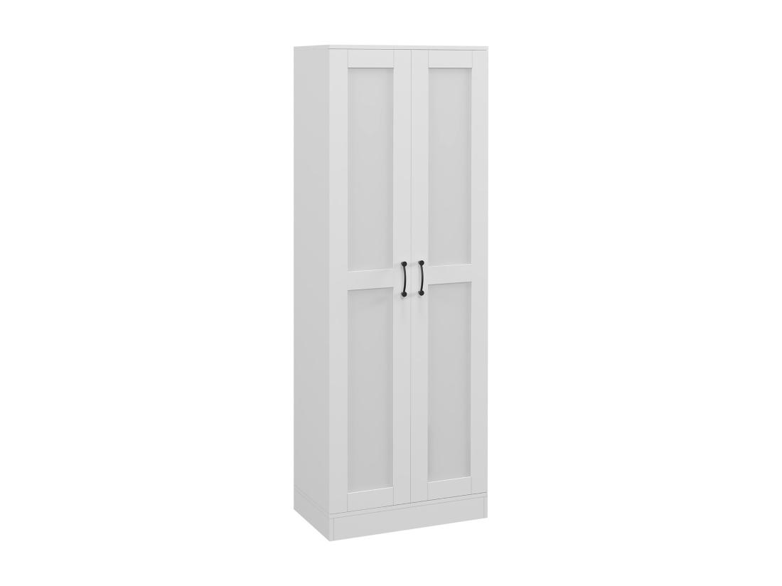 Vente Unique Armoire 2 Portes 4 étagères Dim. 60L X 36 5l X 175H Cm Poignées Métal Noir Panneaux Blanc