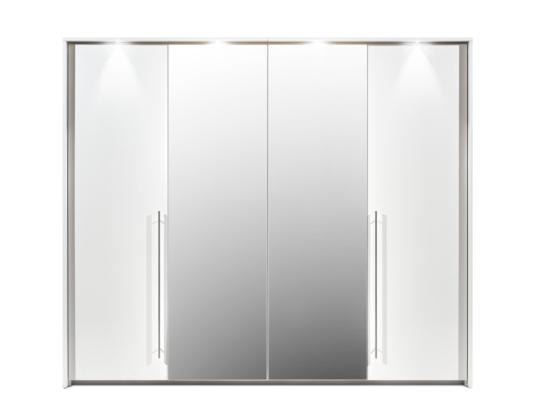 Vente Unique Armoire 2 Portes - Avec Miroir Et LEDs - L255 Cm - Blanc - INGINA