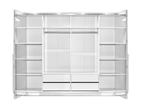 Vente Unique Armoire 2 Portes - Avec Miroir Et LEDs - L255 Cm - Blanc - INGINA