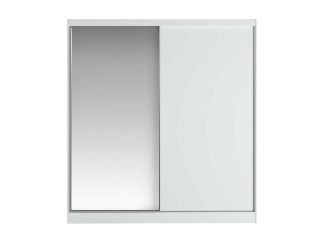 Vente Unique Armoire 2 Portes Coulissantes - Avec Miroir - L200 Cm - Blanc - OCHIRA