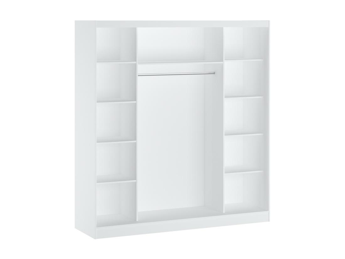 Vente Unique Armoire 2 Portes Coulissantes - Avec Miroir - L200 Cm - Blanc - OCHIRA