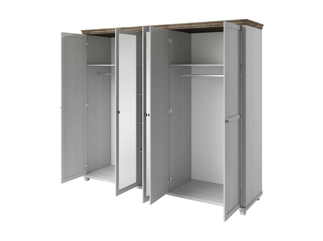 Vente Unique Armoire 250x220 Avec 5 Portes. Coloris Blanc Et Chêne. Collection ASSIA