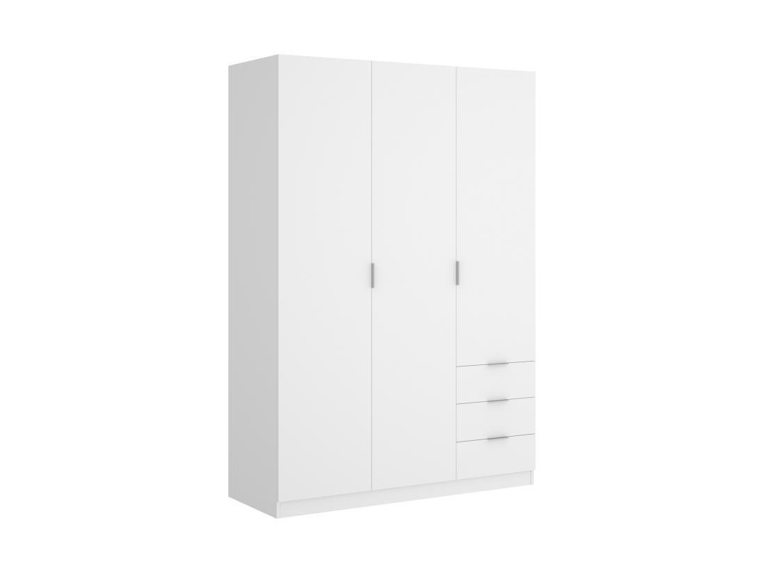 Vente Unique Armoire 3 Portes Et 3 Tiroirs - L121 Cm - Blanc - LISTOWEL
