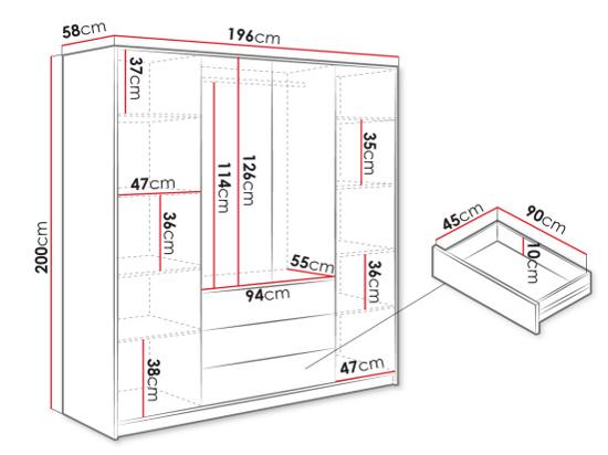 Vente Unique Armoire 4 Portes Et 3 Tiroirs - L196 Cm - Blanc - LIZANDRO