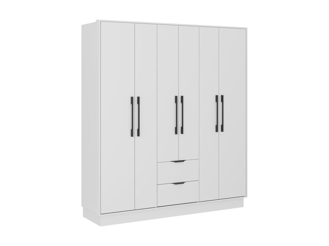 Vente Unique Armoire 6 Portes Et 2 Tiroirs - L162 Cm - Blanc - FEOVA