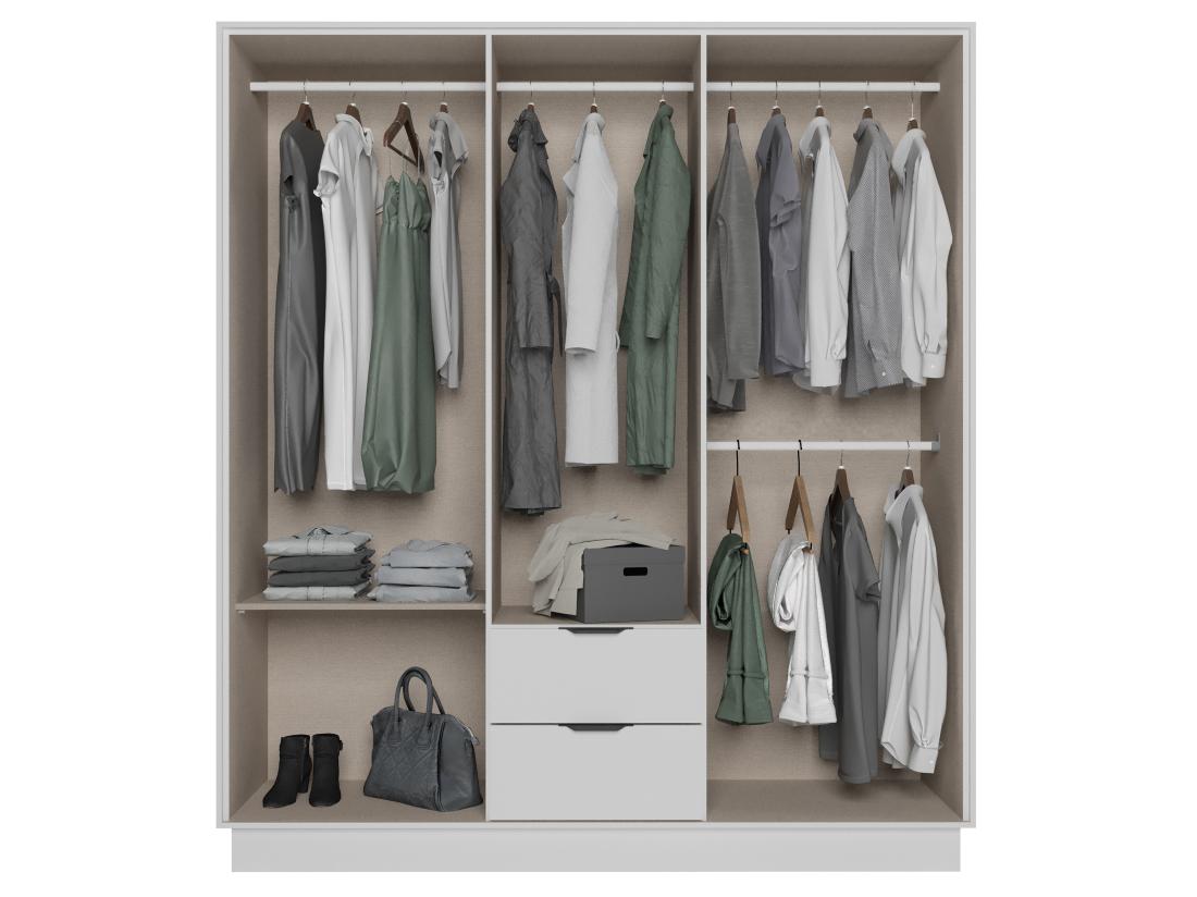 Vente Unique Armoire 6 Portes Et 2 Tiroirs - L162 Cm - Blanc - FEOVA