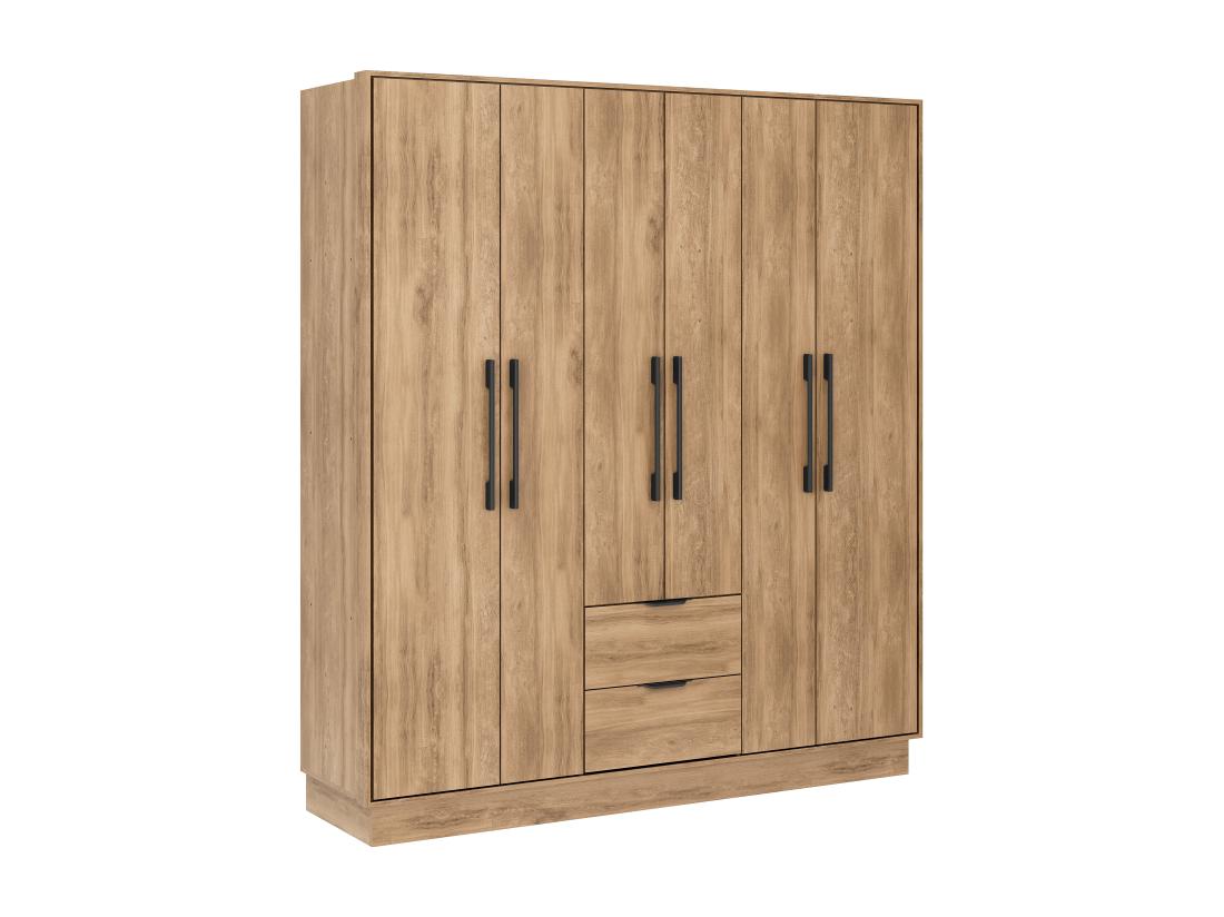 Vente Unique Armoire 6 Portes Et 2 Tiroirs - L162 Cm - Coloris : Naturel - FEOVA
