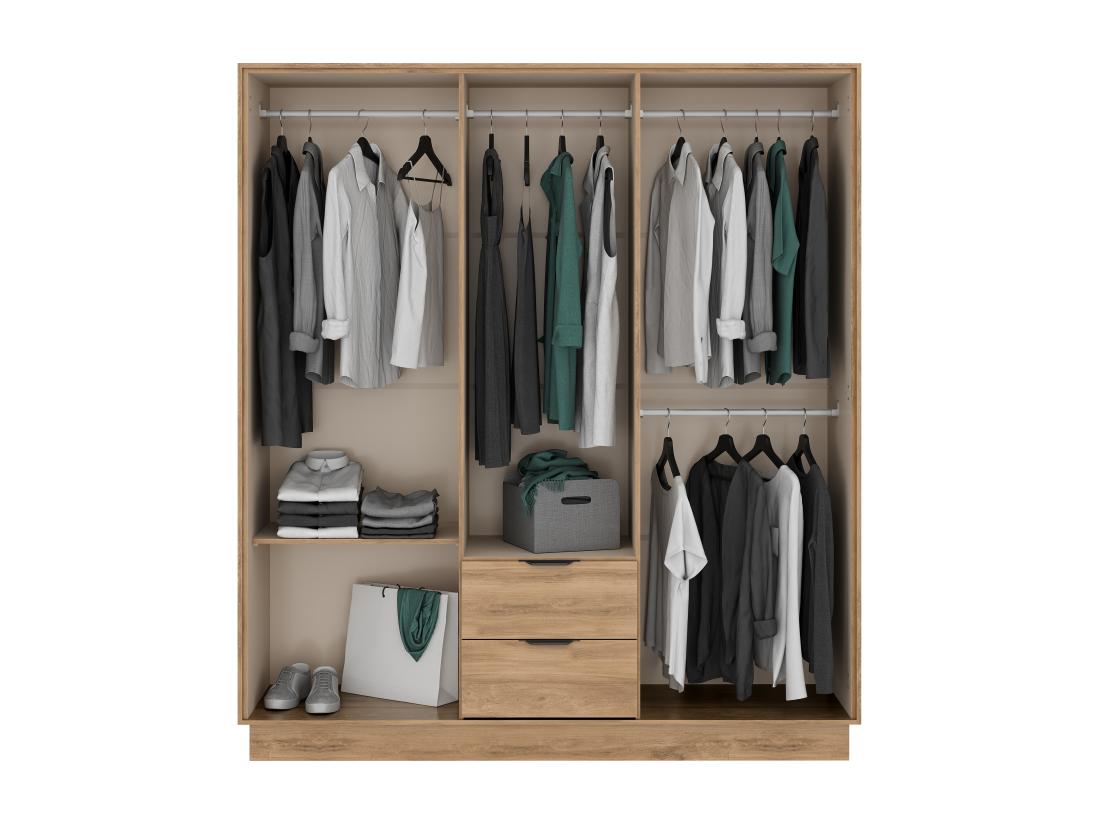 Vente Unique Armoire 6 Portes Et 2 Tiroirs - L162 Cm - Coloris : Naturel - FEOVA