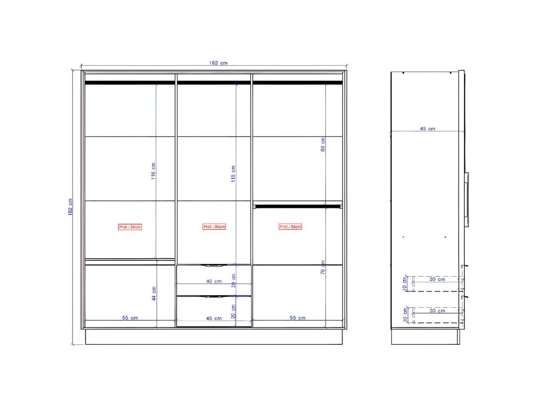 Vente Unique Armoire 6 Portes Et 2 Tiroirs - L162 Cm - Coloris : Naturel - FEOVA