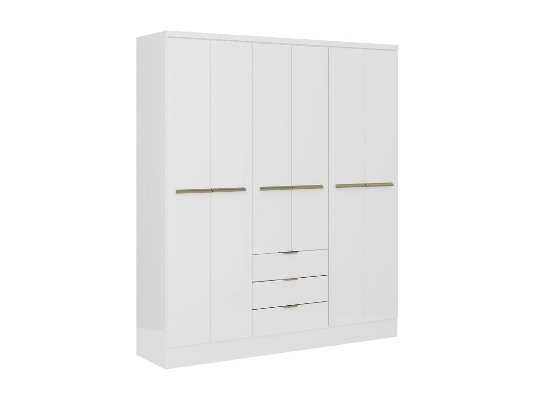 Vente Unique Armoire 6 Portes Et 3 Tiroirs - L180 Cm - Blanc - PEROLI