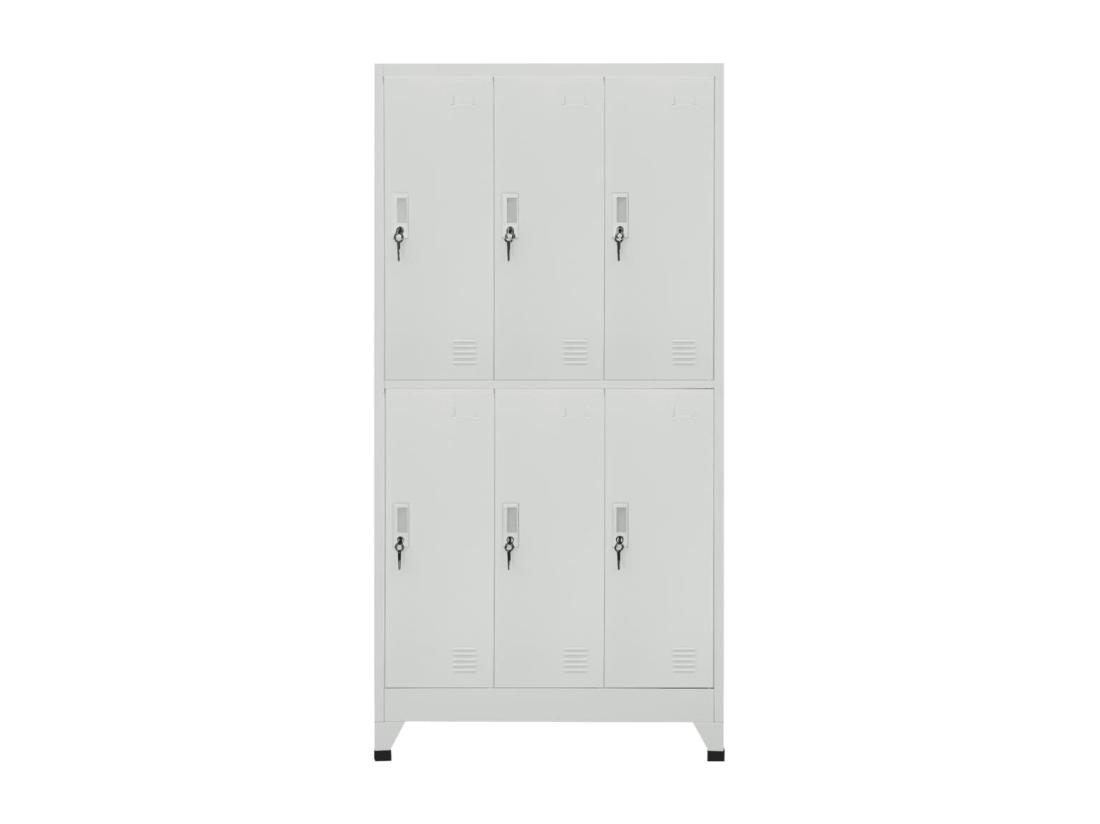 Vente Unique Armoire à Casier Avec 6 Compartiments Acier 90x45x180 Cm Gris