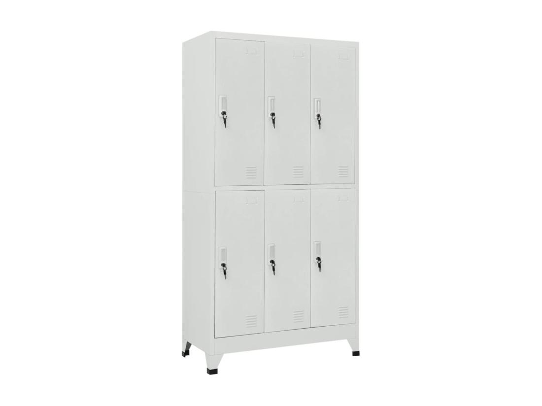 vente unique Armoire à casier avec 6 compartiments Acier 90x45x180 cm Gris