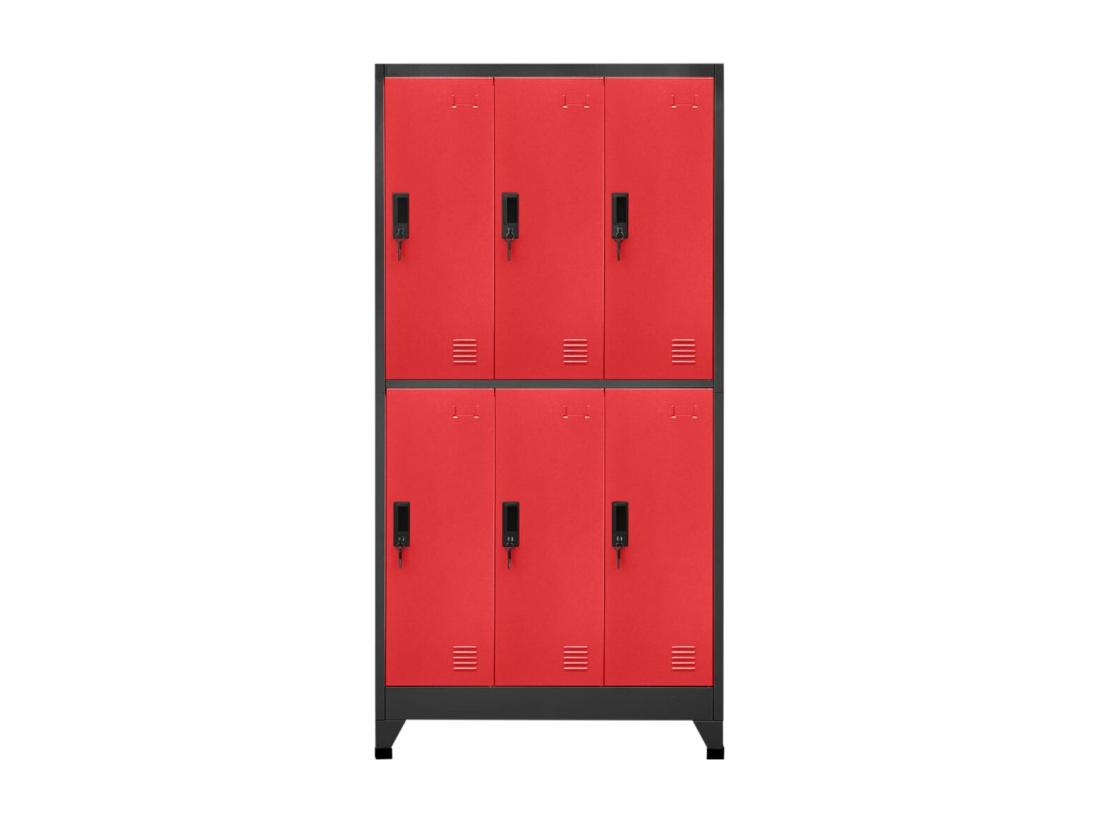 Vente Unique Armoire à Casiers Anthracite Et Rouge 90x45x180 Cm Acier