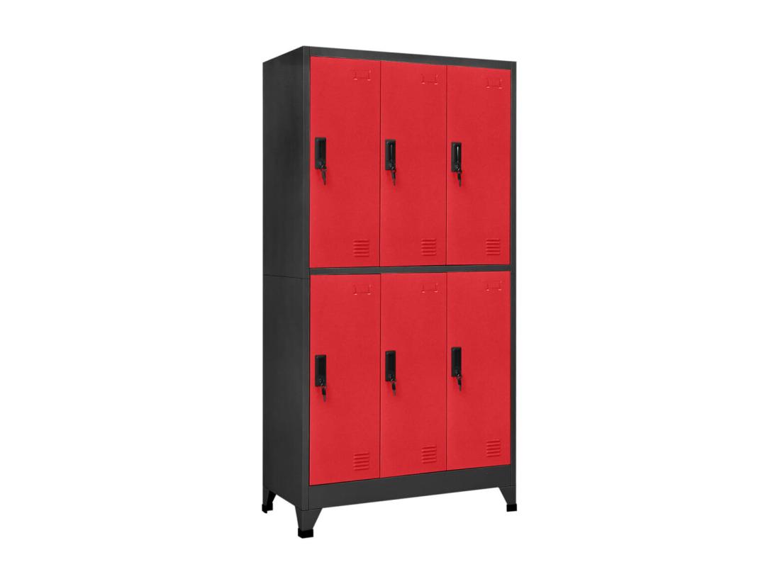 vente unique Armoire à casiers Anthracite et rouge 90x45x180 cm Acier