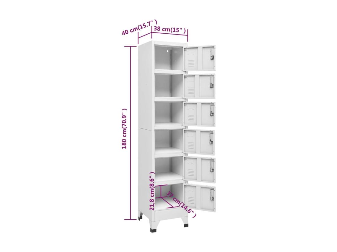 Vente Unique Armoire à Casiers Gris Clair 38x40x180 Cm Acier