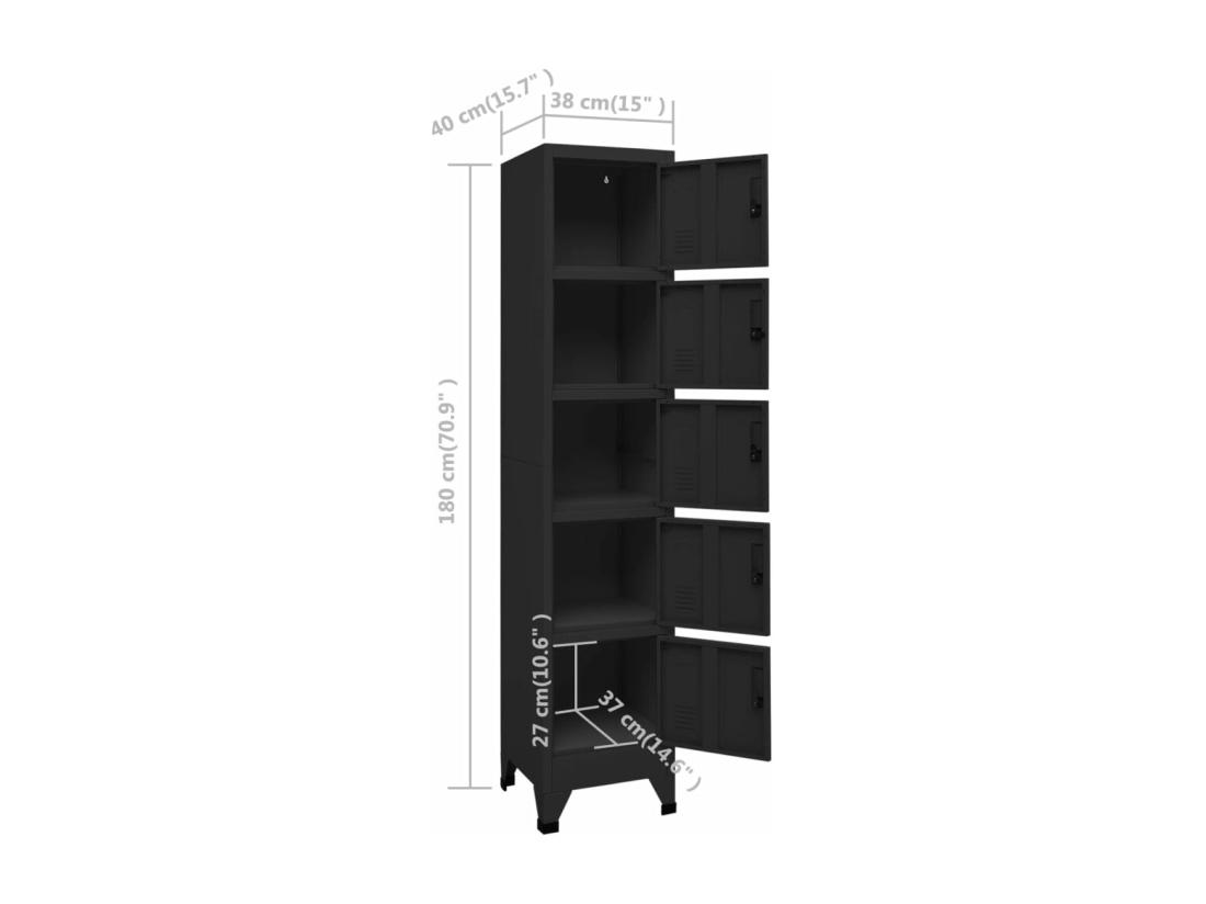 Vente Unique Armoire à Casiers Noir 38x40x180 Cm Acier