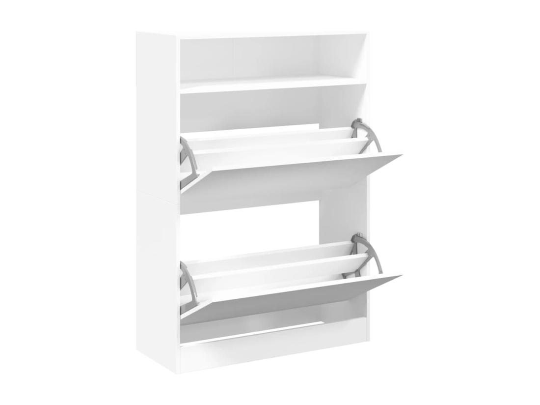Vente Unique Armoire à Chaussures 2 Tiroirs Rabattables Blanc 80x34x116