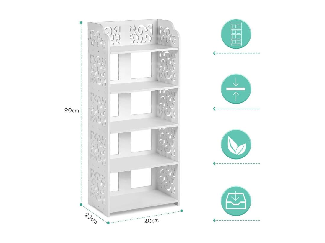 vente unique Armoire à Chaussures à 5 Niveaux Meuble à Chaussures Étagère de Rangement Pratique 23x40x90cm - Blanc