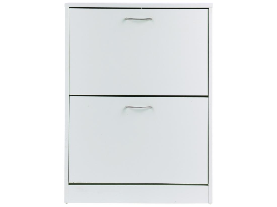 Vente Unique Armoire à Chaussures Meuble à Chaussures Dim. 60L X 24l X 80H Cm 2 Portes Abattantes Blanc