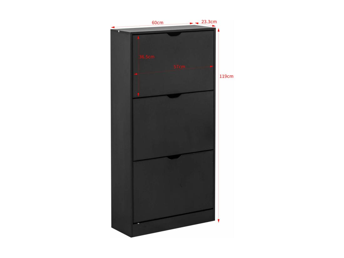 vente unique Armoire à Chaussures Rebecca Mobili Ekpe 119x60x23 MDF Noir Moderne