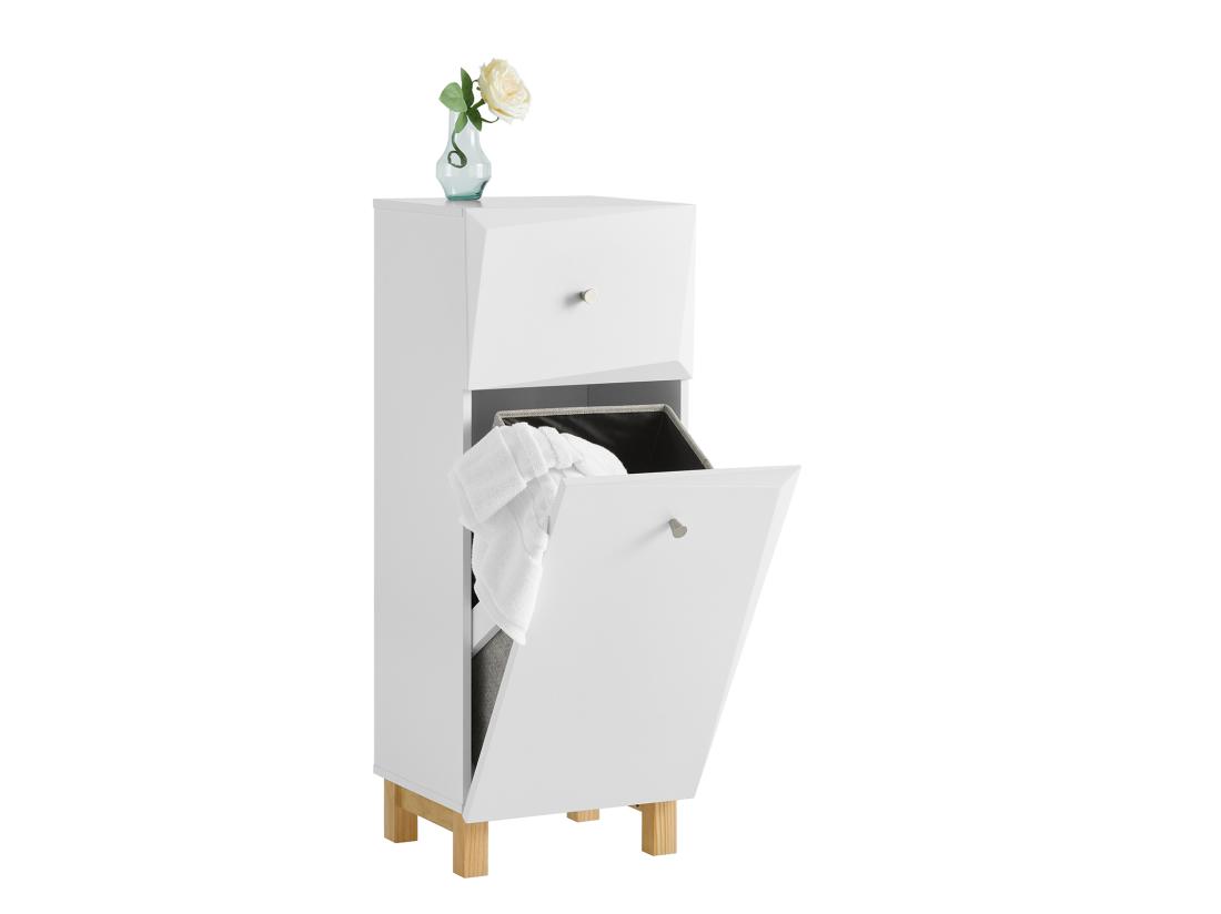 vente unique Armoire À Linge Corbeille À Linge Avec 1 Tiroir Et 1 Panier À Linge Amovible Blanc BZr93-w
