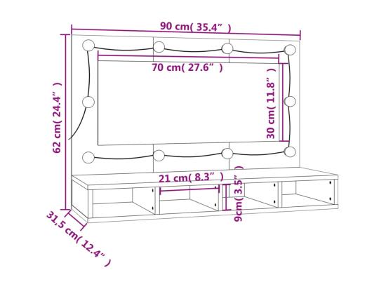 Vente Unique Armoire à Miroir Avec LED Blanc 90x31 5x62 Cm